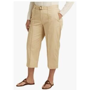 Lauren Ralph Lauren Micro-Sanded Twill Belted Wide Pale Parchment 16